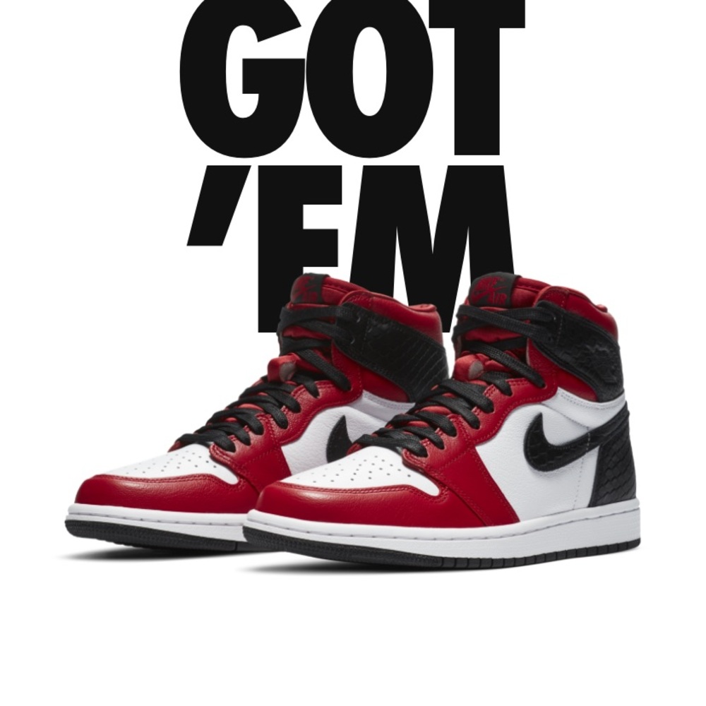 Jordan 1 satin red snake skin